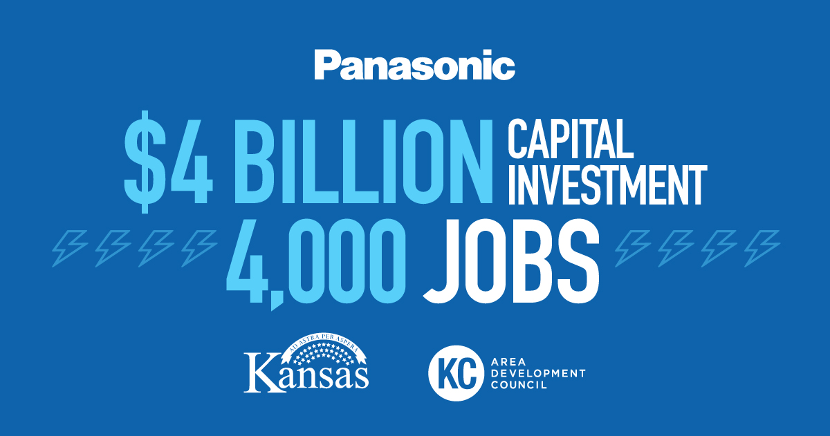 Kansas Lands $4B, 4,000-Job Panasonic Energy Electric Vehicle Battery Plant