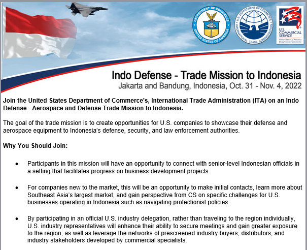 Indo Defense &#8211; Trade Mission to Indonesia